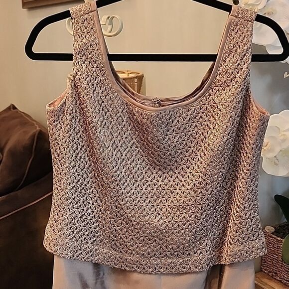 KM collection size 8P long formal dress and jacket taupe gold champagne color - Picture 5 of 16